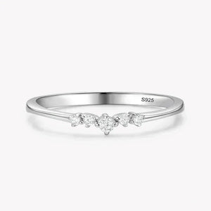 Silver ring with small diamonds on a white background-TM & CO. JEWELS 