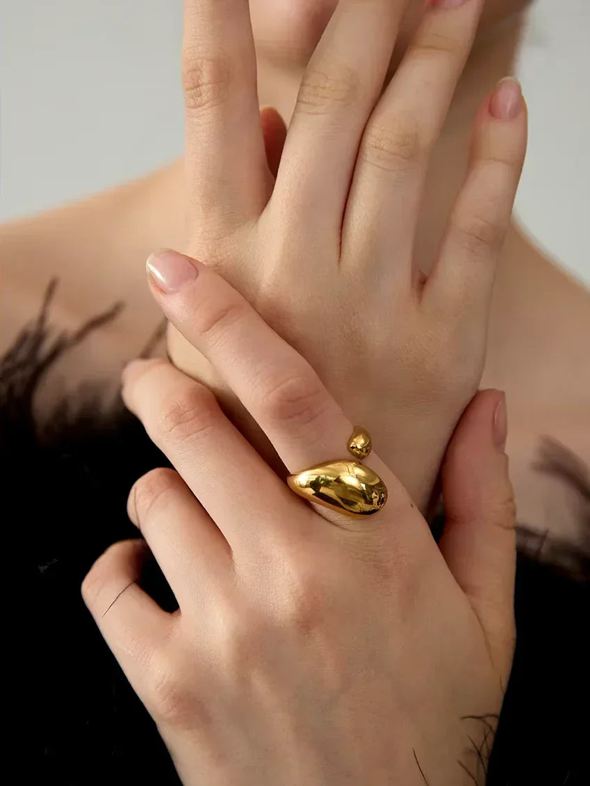Myrrhine Stylish Gold Metal Ring - TM & Co. Jewels