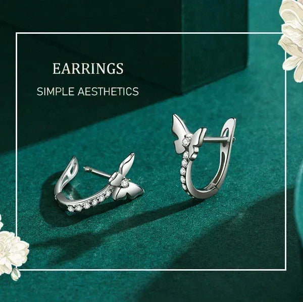925 sterling silver butterfly earring with brilliant cubic zirconia inlay, elegant jewelry design