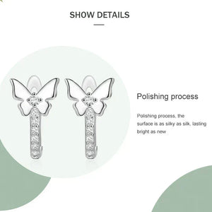 925 sterling silver butterfly earring with brilliant cubic zirconia inlay, elegant jewelry design
