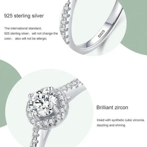 925 sterling silver ring with synthetic cubic zirconia stones, elegant and dazzling design