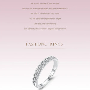 925 sterling silver chain link ring with cubic zirconia inlay on white background