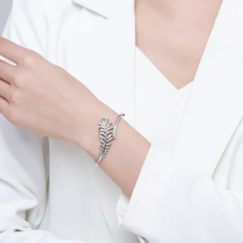 Clear Silver Feather Band - TM & CO. JEWELS 