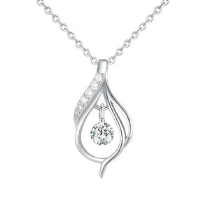 Silver necklace with a diamond pendant on a white background-Crystal Cascade Necklace - TM & Co. Jewels