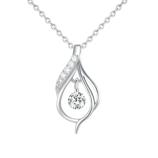 Silver necklace with a diamond pendant on a white background-Crystal Cascade Necklace - TM & Co. Jewels