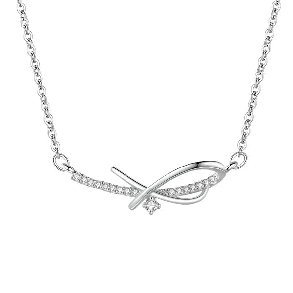 Silver necklace with a delicate design on a beige background-Sleek Geometry Pendant - TM & Co. Jewels.