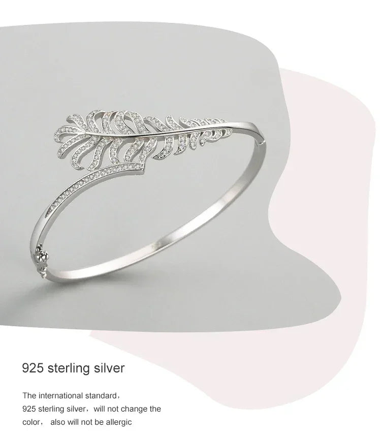 Clear Silver Feather Band - TM & CO. JEWELS 