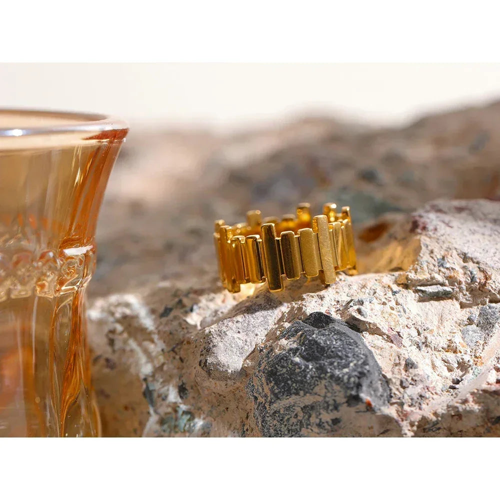 Golden Edge Geometric Ring - TM & Co. Jewels