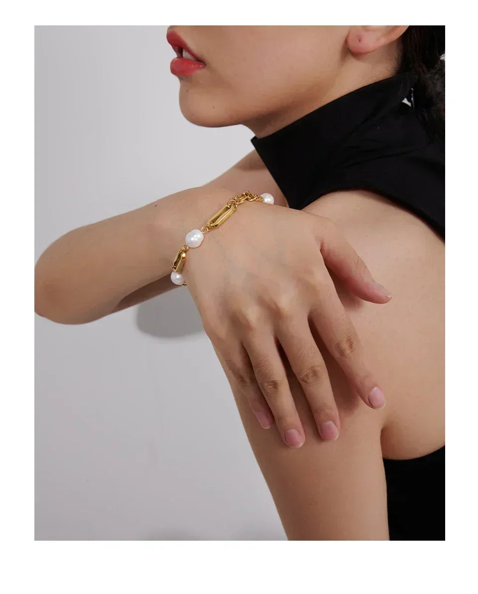 Elegant Pearl Chain Bangle - TM & Co. Jewels