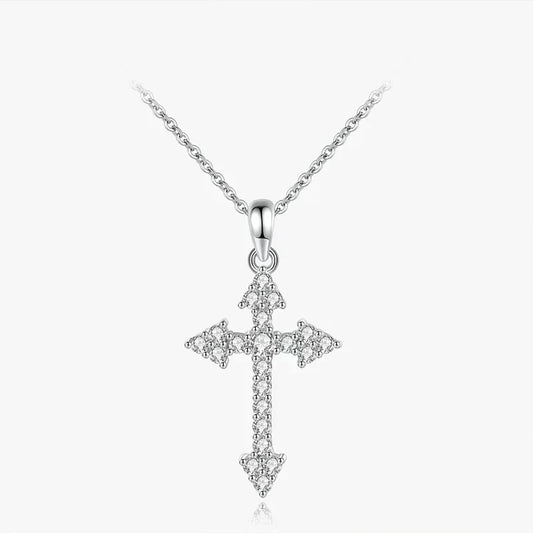 Silver cross pendant neCrossed Destiny Pendant - TM & Co. Jewelscklace on a white background