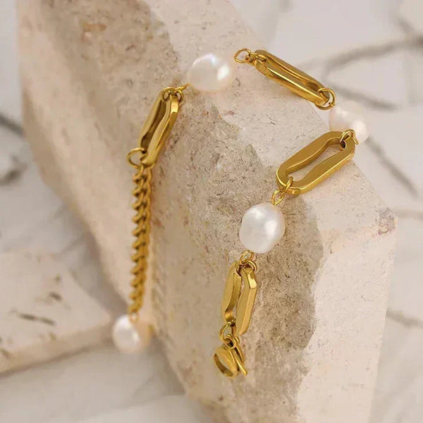 Elegant Pearl Chain Bangle - TM & Co. Jewels