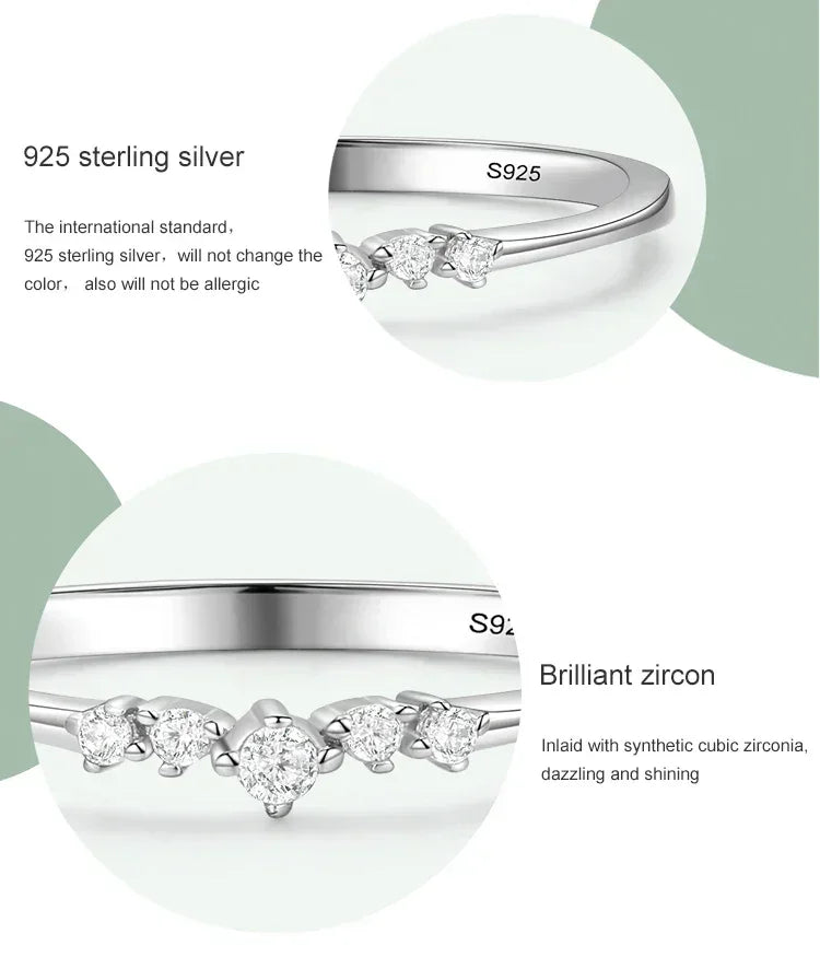 925 sterling silver ring with S925 stamp, set with brilliant synthetic cubic zirconia stones.