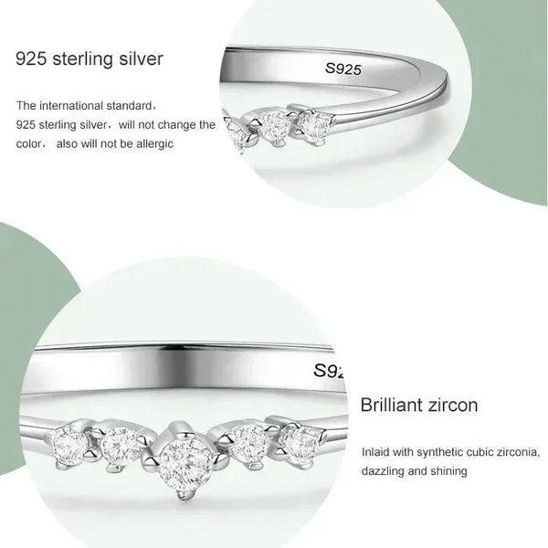 925 sterling silver ring with S925 stamp, set with brilliant synthetic cubic zirconia stones.