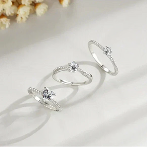 Heart-shaped 925 silver ring with pavé stones, elegant minimalist women’s jewelry