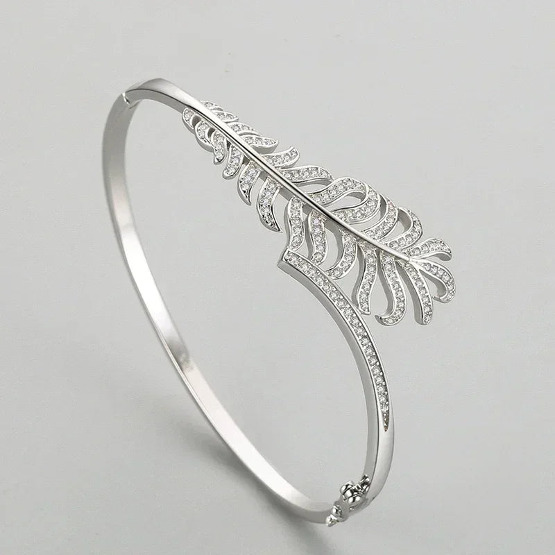 Clear Silver Feather Band - TM & CO. JEWELS 