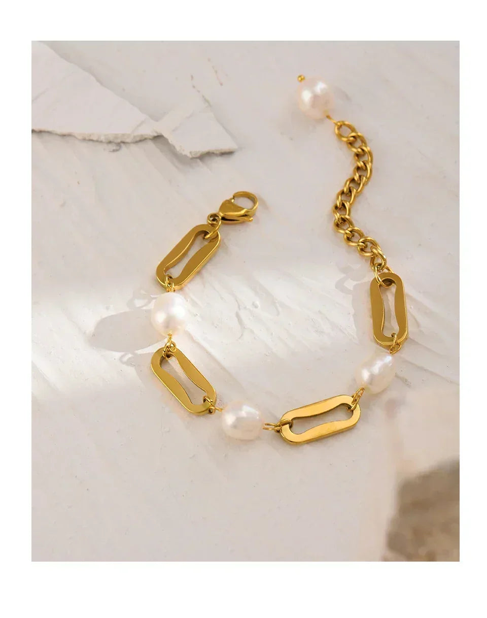 Elegant Pearl Chain Bangle - TM & Co. Jewels