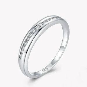 925 sterling silver ring with channel-set clear stones, minimalist women's jewelry