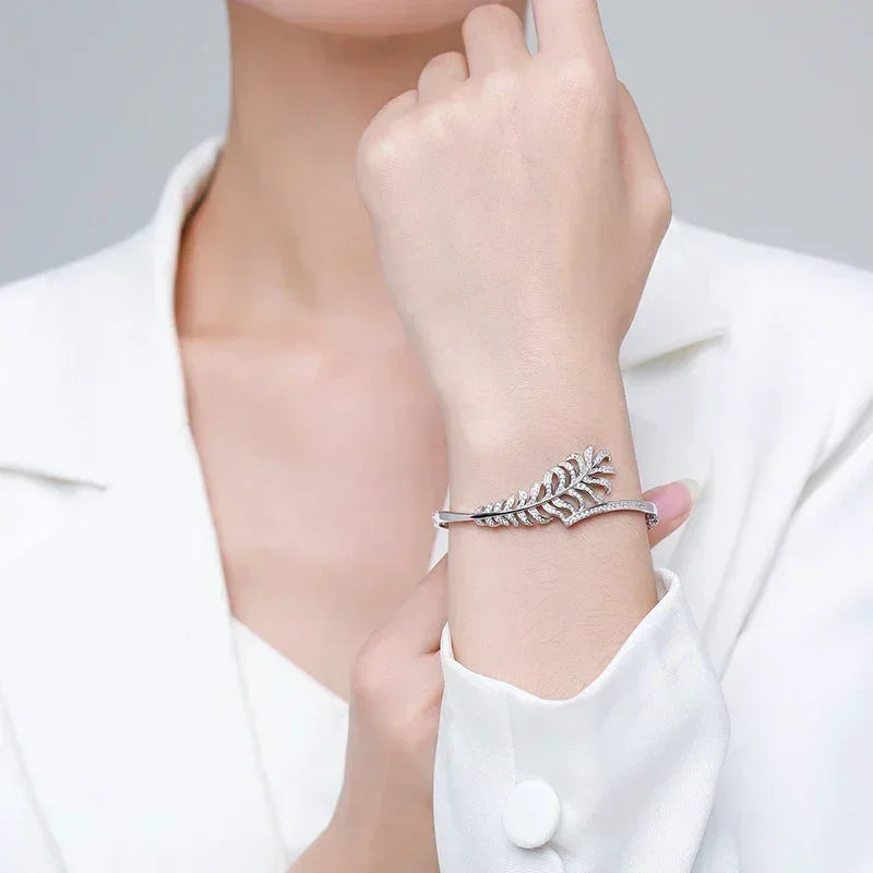 Clear Silver Feather Band - TM & CO. JEWELS 