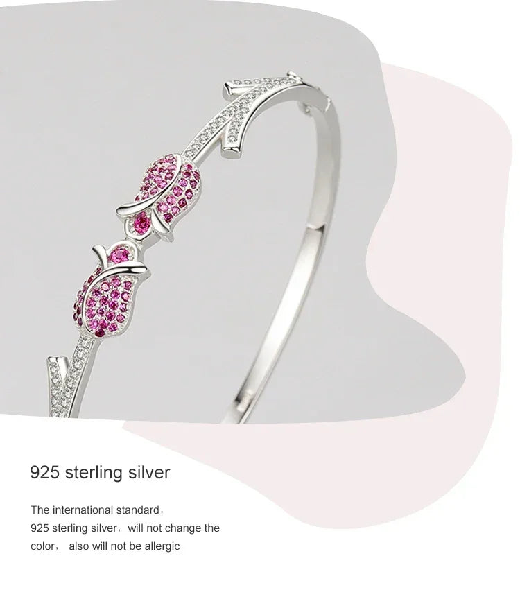 Petal Kiss Sterling Charm Bracelet - TM & Co. Jewels
