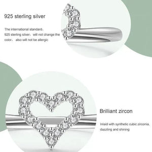 925 sterling silver ring with heart-shaped cubic zirconia stones, elegant women's jewelry