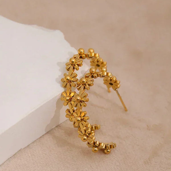 Floral Radiance Round Earrings - TM & Co. Jewels