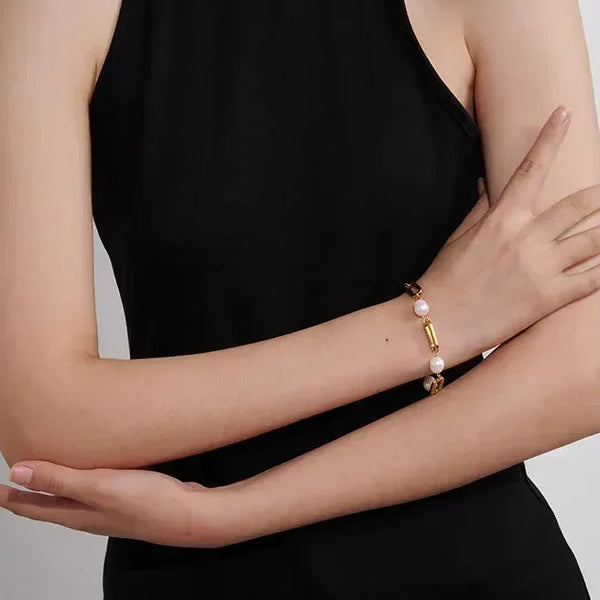 Elegant Pearl Chain Bangle - TM & Co. Jewels