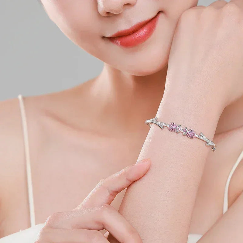 Petal Kiss Sterling Charm Bracelet - TM & Co. Jewels