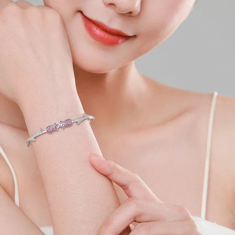 Petal Kiss Sterling Charm Bracelet - TM & Co. Jewels