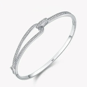 Silver bracelet Crystal Maze Sterling Bracelet - TM & CO. JEWELS - with small diamonds on a white background.