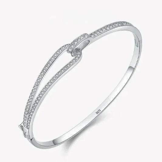 Silver bracelet Crystal Maze Sterling Bracelet - TM & CO. JEWELS - with small diamonds on a white background.
