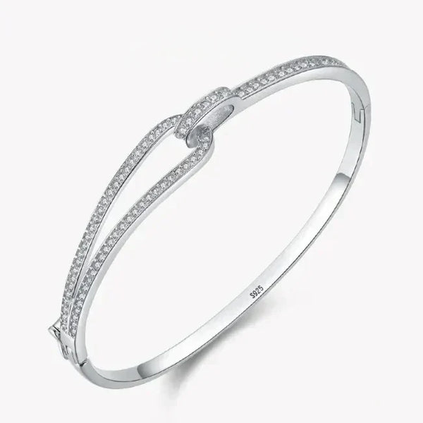 Silver bracelet Crystal Maze Sterling Bracelet - TM & CO. JEWELS - with small diamonds on a white background.