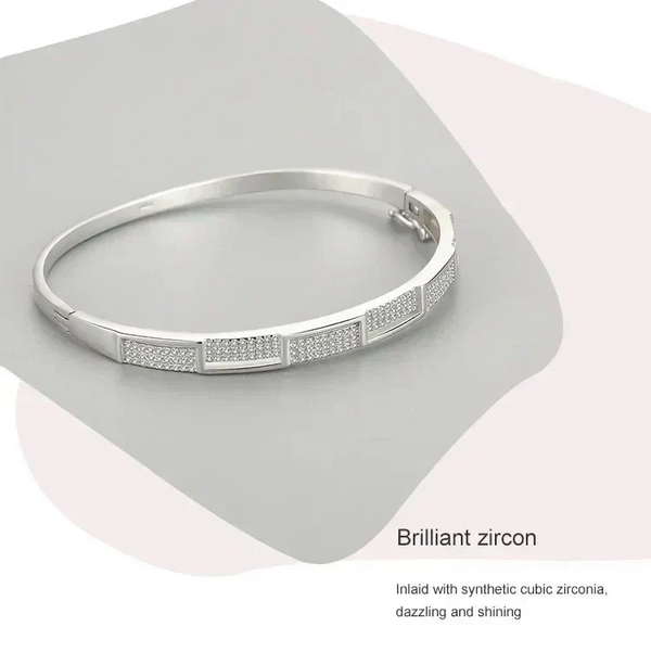 Sterling silver bracelet with rectangular cubic zirconia inlays, elegant women's jewelry