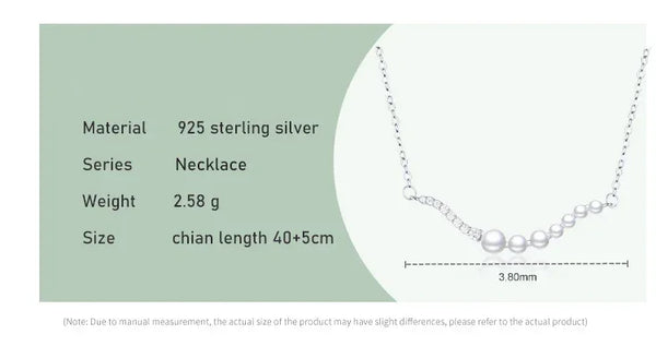 925 sterling silver necklace with round bead design, 40+5cm chain, 3.8cm pendant