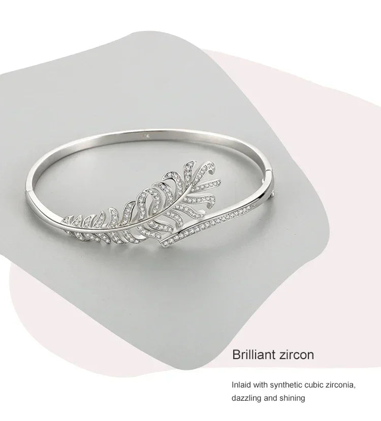 Clear Silver Feather Band - TM & CO. JEWELS 