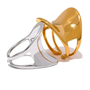 Gold and silver rings on a white background