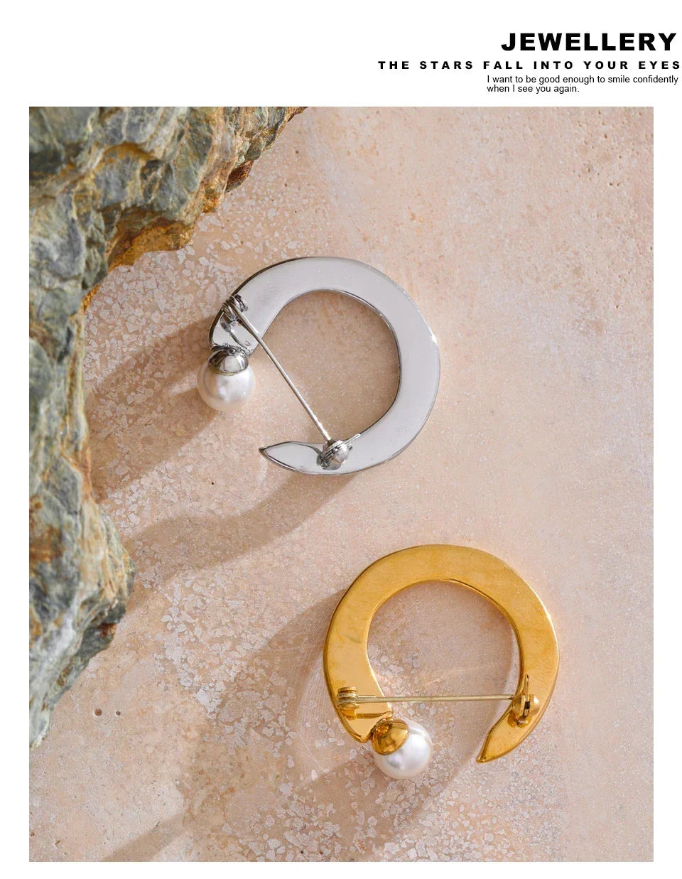 U-Shape Pearl Brooch - TM & CO. JEWELS 