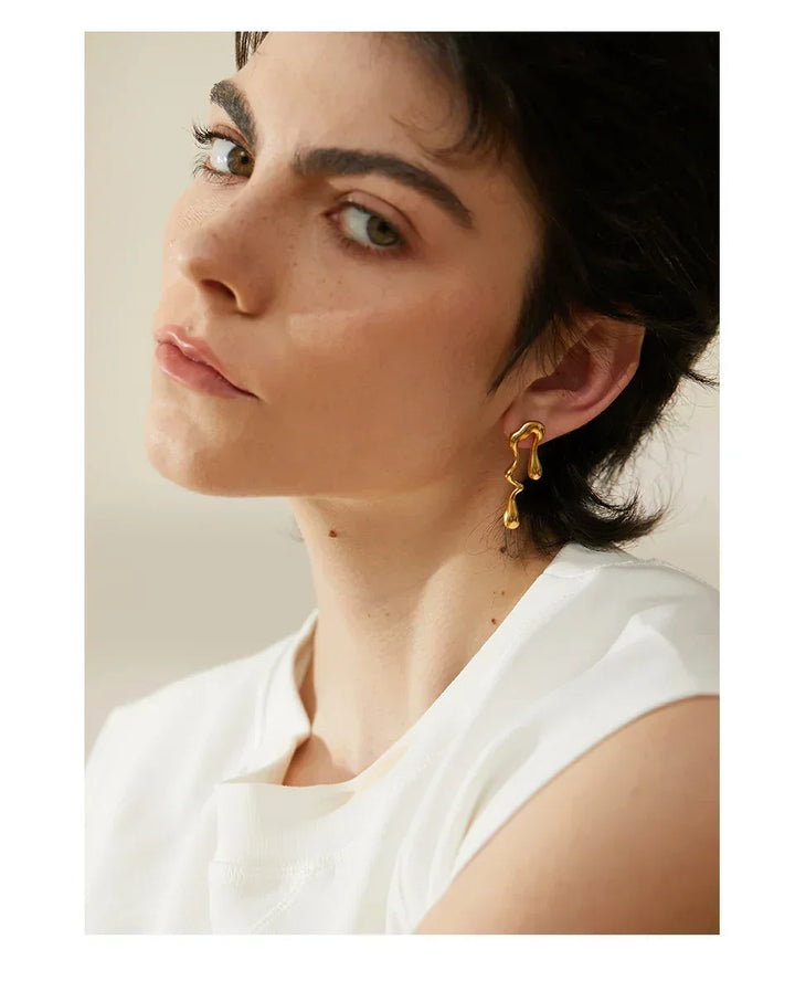 Asymmetry Unusual Big Stud Earrings - TM & CO. JEWELS 