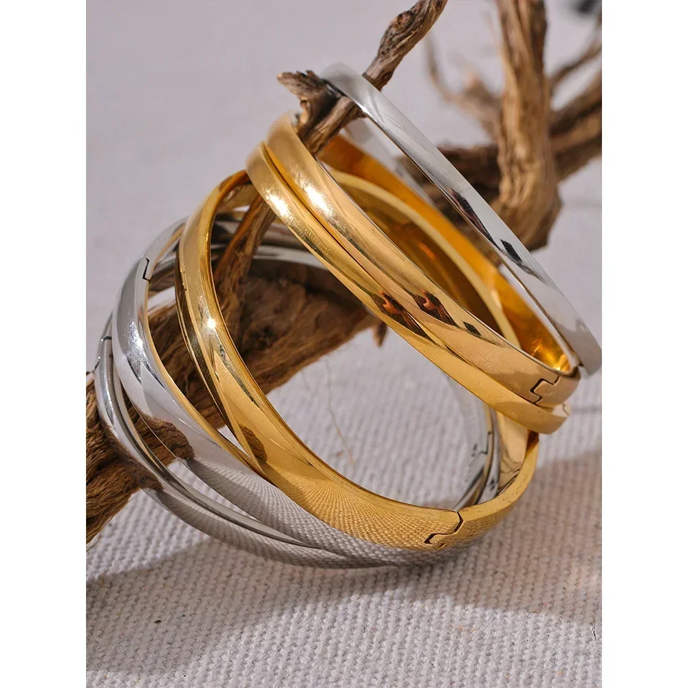 Golden Smooth Stainless Bangle - TM & Co. Jewels