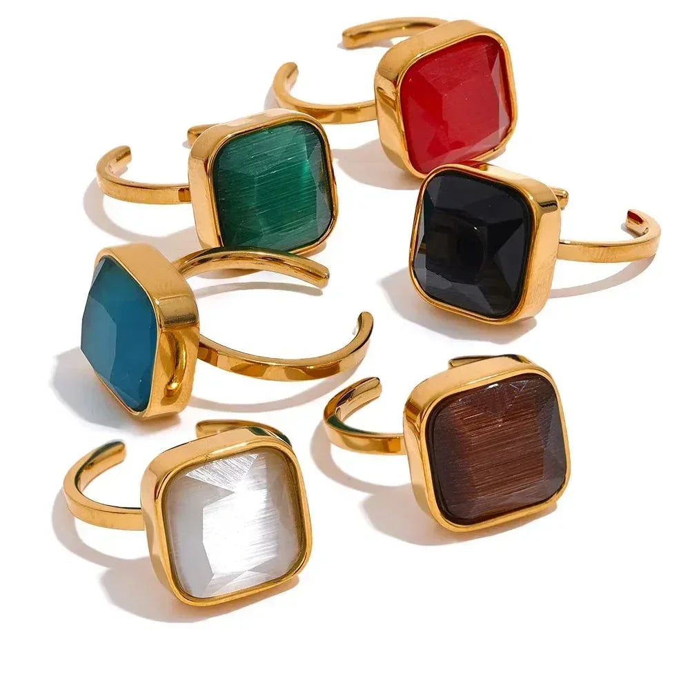 Opalique Square Gold Ring - TM & Co. Jewels