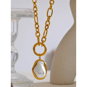 Baroque Gold Lariat - TM & CO. JEWELS 