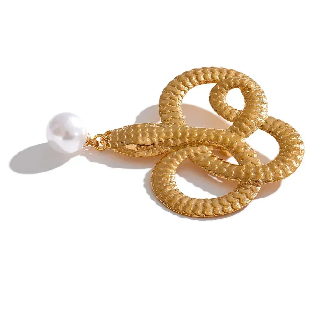 Gilded Snake Drop Pin - TM & CO. JEWELS 