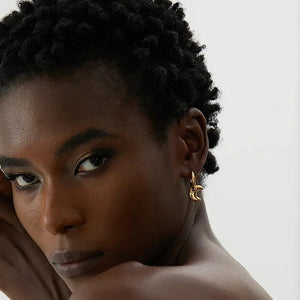 Woman with a Astral Affection Hoops - TM & CO. JEWELS 