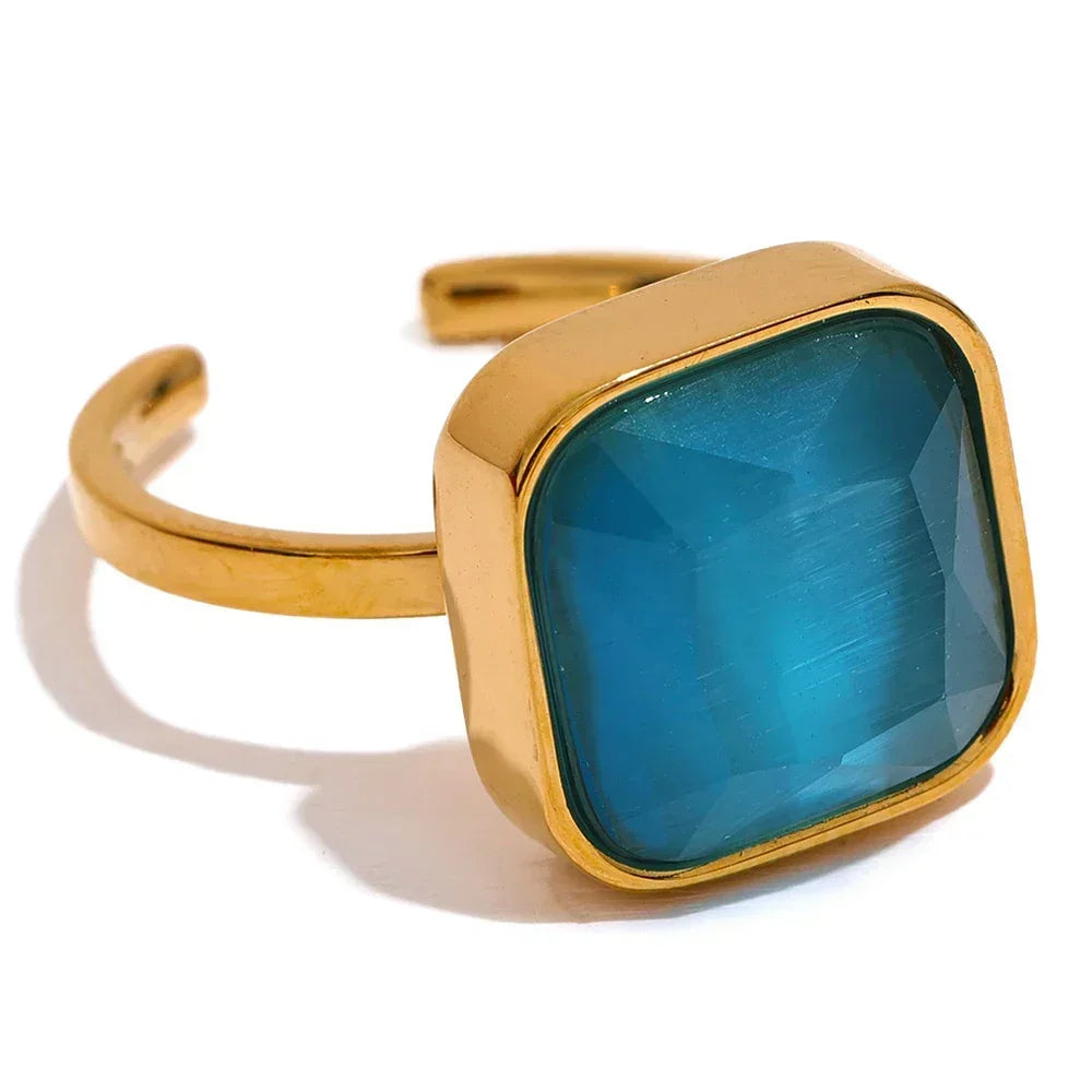 Opalique Square Gold Ring - TM & Co. Jewels