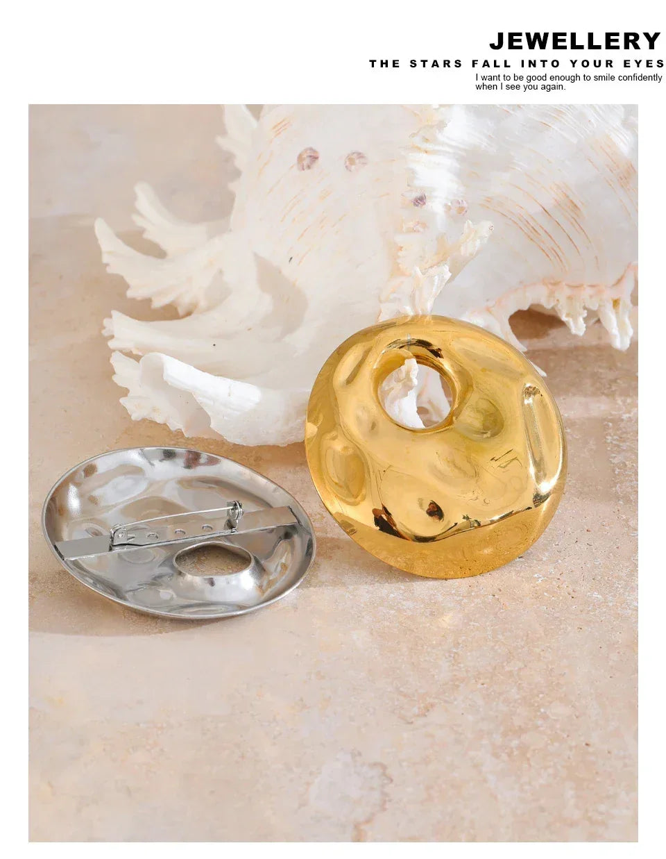 Hammered Circle Pin - TM & CO. JEWELS 