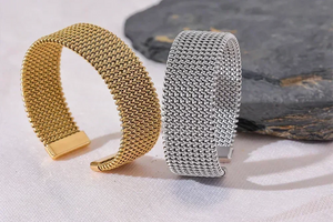 Aqua Flow Statement Steel Bangle - TM & CO. JEWELS 