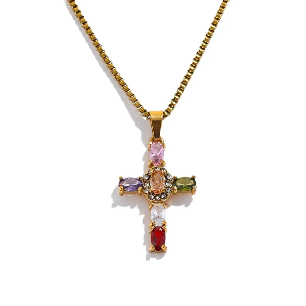 Halo Glow Cross Necklace - TM & CO. JEWELS 