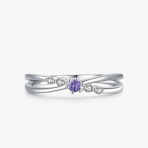 Lilac Luxe Zirconia Band - TM & Co. Jewels-Silver ring with a purple gemstone on a white background.