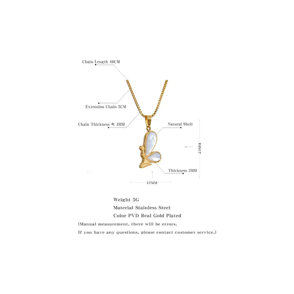 Ocean Flutter Shell Butterfly Necklace - TM & Co. Jewels