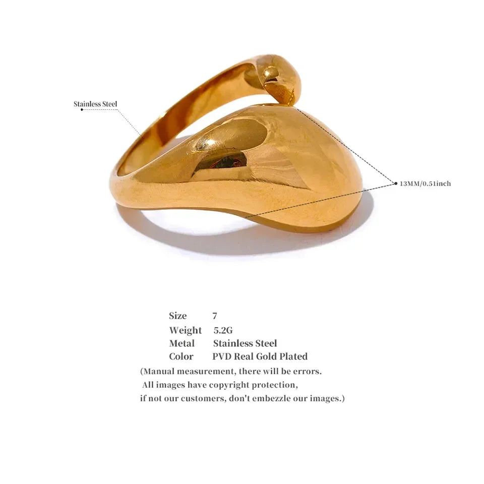 Myrrhine Stylish Gold Metal Ring - TM & Co. Jewels