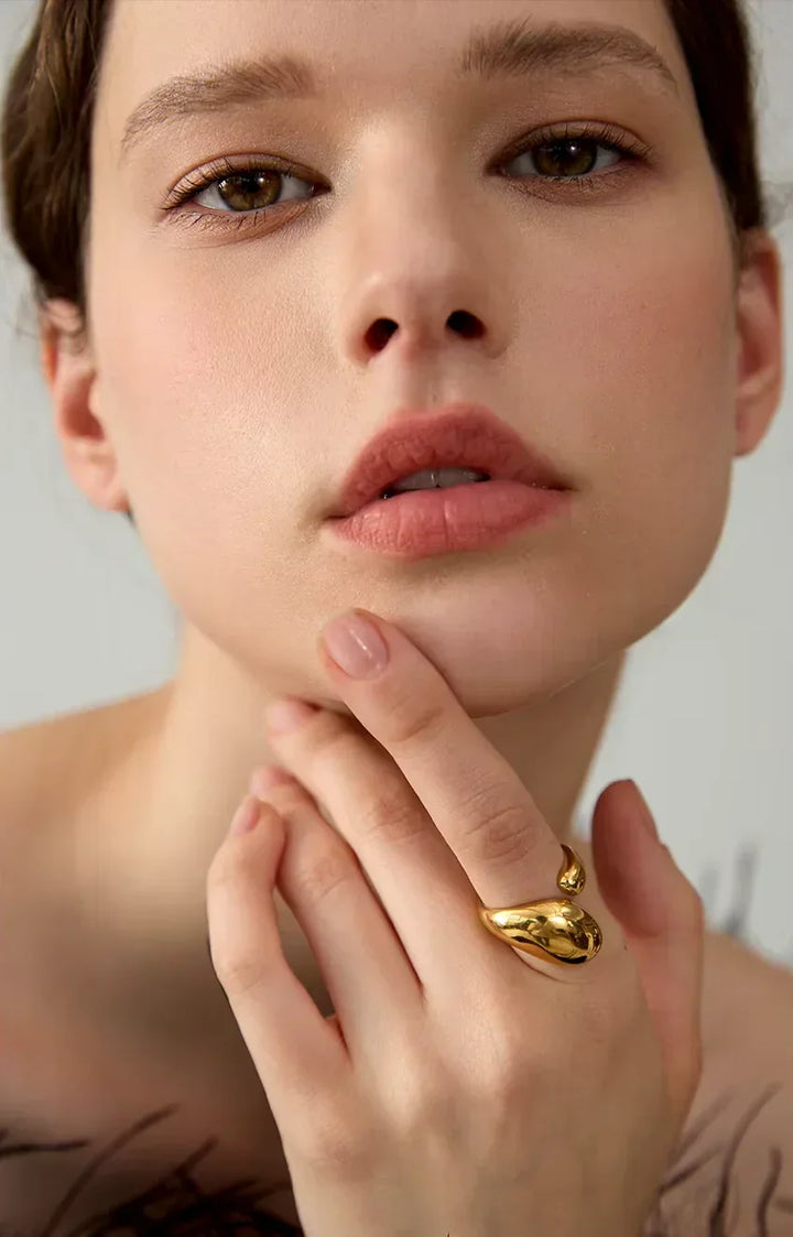 Myrrhine Stylish Gold Metal Ring - TM & Co. Jewels